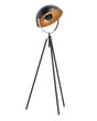 Floor Lamp Black with Gold Metal 170 cm Tripod Base Adjustable Open Shade Industrial Design Beliani