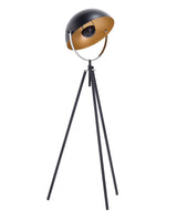 Floor Lamp Black with Gold Metal 170 cm Tripod Base Adjustable Open Shade Industrial Design Beliani