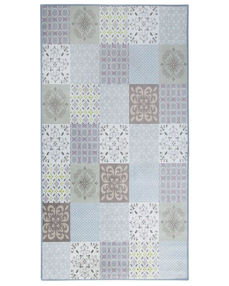 Area Rug Multicolour Fabric 80 x 150 cm Patchwork Rectangular Coastal Beliani
