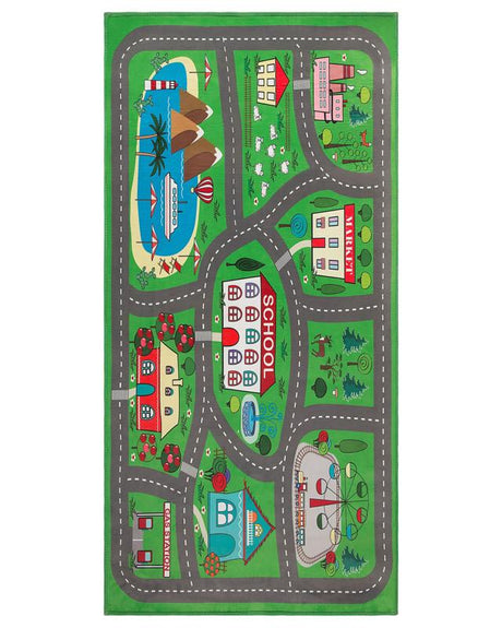 Rug Green Polyester City Road Map Town Theme Floor Play Mat Beliani