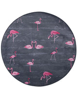 Round Rug Grey and Pink Printed Flamingos  120 Low Pile for Children Beliani