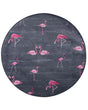 Round Rug Grey and Pink Printed Flamingos  120 Low Pile for Children Beliani