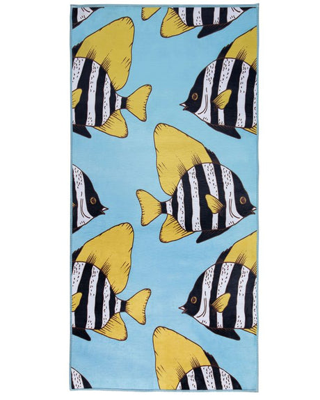 Area Rug Green and Yellow Printed Fish 80 x 140 cm Low Pile for Children Beliani