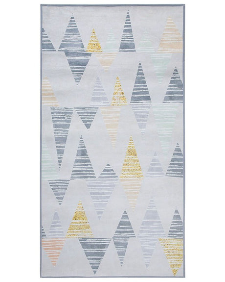 Area Rug Carpet Multicolour Polyester Fabric Geometric Distressed Pattern Rectangular 80 x 150 cm Beliani