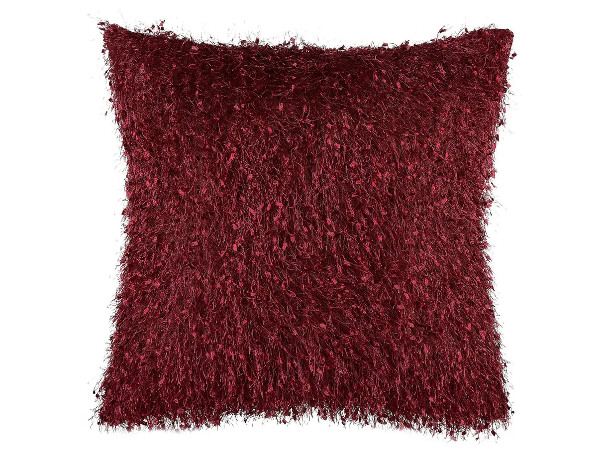 Decorative Cushion Red Shaggy 45 x 45 cm Modern Glamour Decor Accessories Beliani