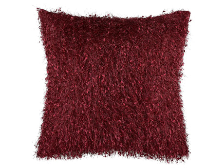 Decorative Cushion Red Shaggy 45 x 45 cm Modern Glamour Decor Accessories Beliani