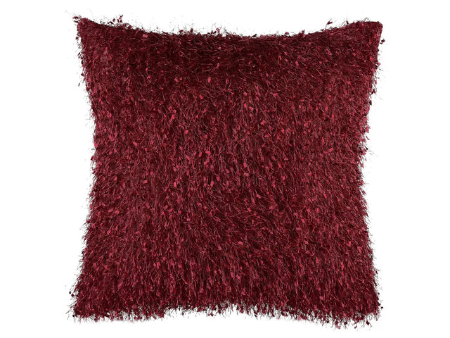 Decorative Cushion Red Shaggy 45 x 45 cm Modern Glamour Decor Accessories Beliani