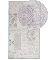 Rug Multicolour Grey Polyester 80 x 150 cm Low Pile Floral Pattern  Beliani