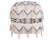 Pouffe Beige with Black Cotton Knit Decorative Tassels Boho Design Beliani