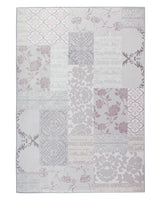Rug Multicolour Grey Polyester 140 x 200 cm Low Pile Floral Pattern  Beliani