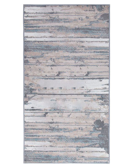 Rug Grey and Beige Polyester 80 x 150 cm Low Pile Modern Abstract Pattern Beliani