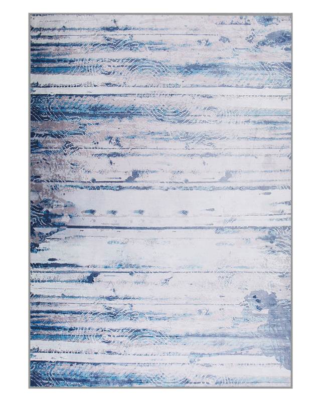 Rug Grey and Beige Polyester 140 x 200 cm Low Pile Modern Abstract Pattern Beliani