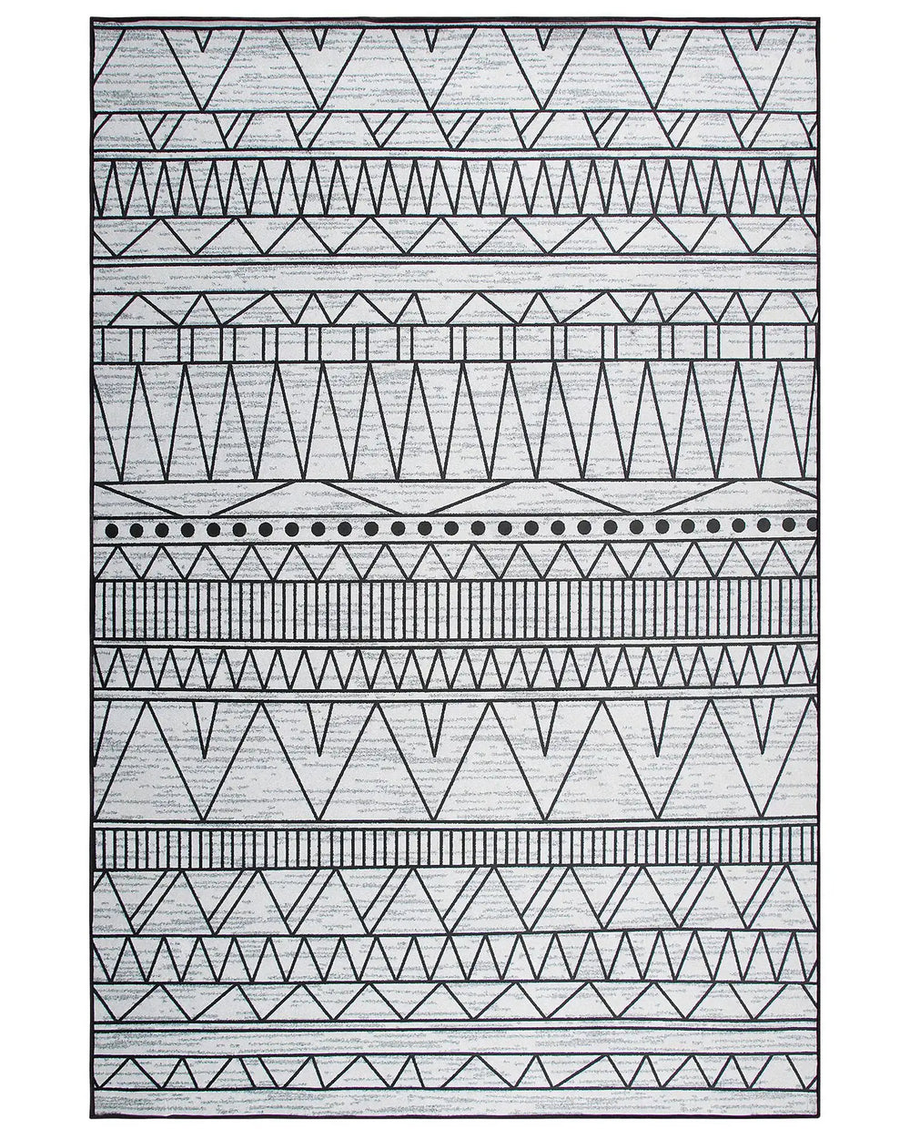 Rug Black and Grey Polyester 140 x 200 cm Low Pile Geometric Pattern  Beliani