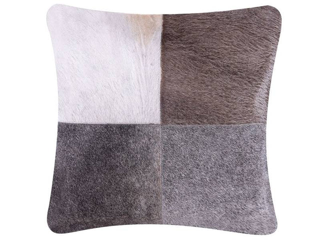 Decorative Cushion Grey Cowhide Leather Patchwork 45 x 45 cm Country Modern Decor Accessories Beliani