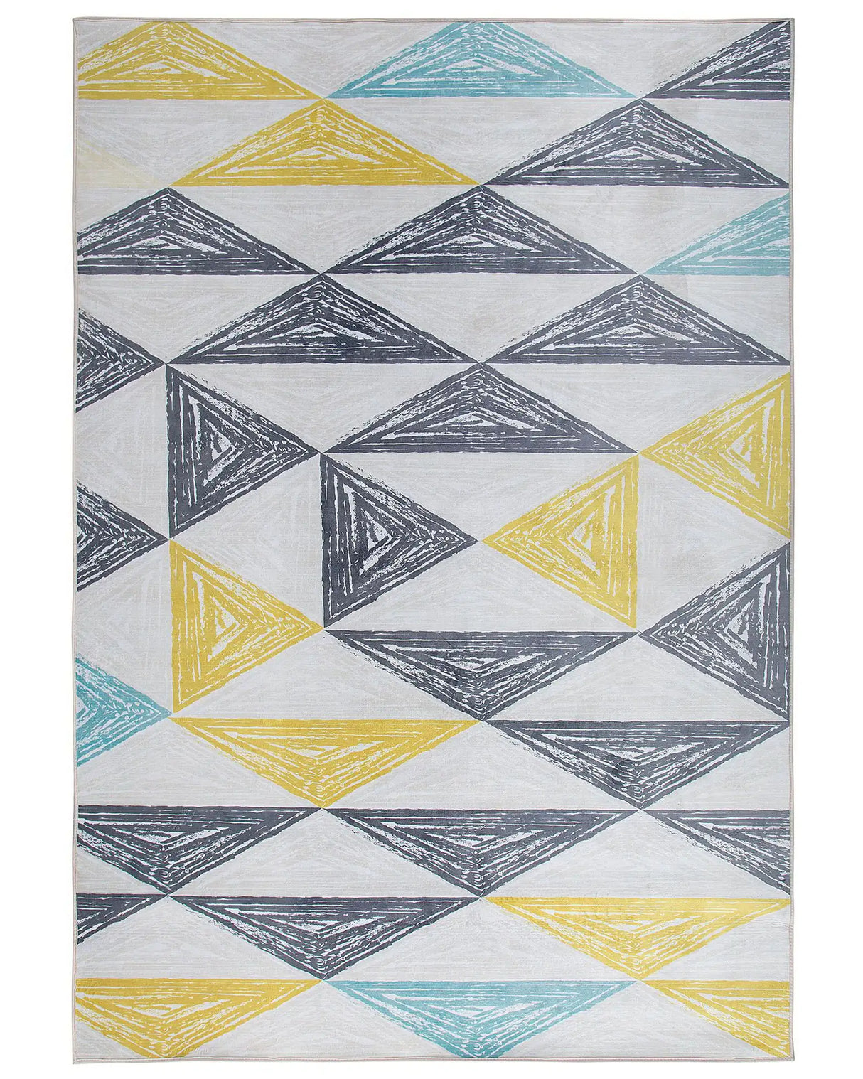 Area Rug Grey and Yellow Printed Geometric Pattern 160 x 230 cm Low Pile Beliani