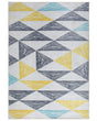 Area Rug Grey and Yellow Printed Geometric Pattern 160 x 230 cm Low Pile Beliani