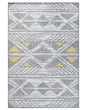 Rug Grey with Yellow Polyester 160 x 230 cm Low Pile Geometric Pattern  Beliani