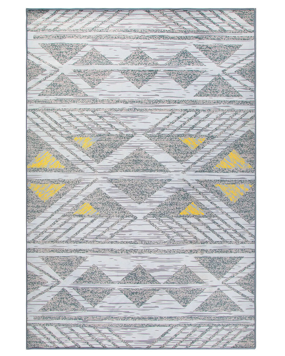 Rug Grey with Yellow Polyester 160 x 230 cm Low Pile Geometric Pattern  Beliani