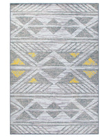 Rug Grey with Yellow Polyester 160 x 230 cm Low Pile Geometric Pattern  Beliani