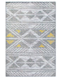 Rug Grey with Yellow Polyester 160 x 230 cm Low Pile Geometric Pattern  Beliani
