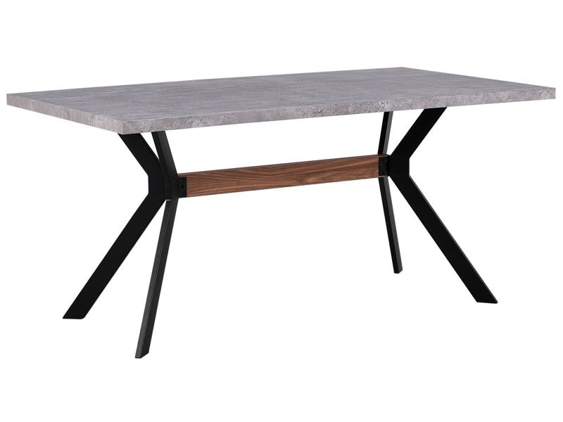 Dining Table Concrete Effect 160 x 90 cm Black Metal Legs Industrial Kitchen Beliani