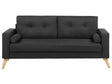 Fabric Sofa Black Fabric Upholstery 2 Seater Button Tufted with Two Bolsters Beliani