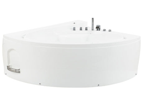 Whirlpool Bath White Sanitary Acrylic LED Illumination Double 206 x 164 cm Oval Modern Design Beliani