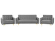 Living Room Set Grey Velvet Tufted Fabric 3 Seater Sofa Bed 2 Reclining Armchairs Modern 3-Piece Suite Beliani