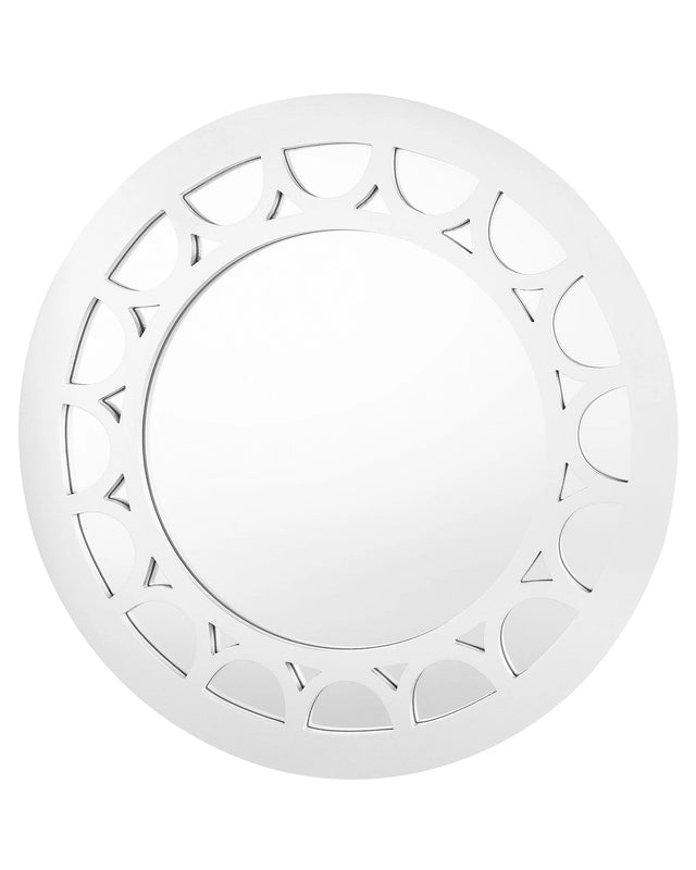 Wall Mirror Silver Glass  80 cm Round Wall Hanging Beliani