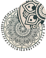 Area Rug Cream Cotton Round Oriental Living Room  120 cm IRICE Beliani