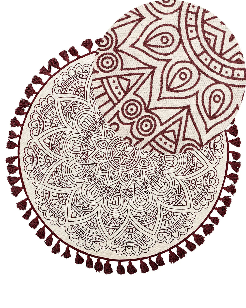 Area Rug Red Cotton Round Oriental Living Room  120 cm AYAKLI Beliani