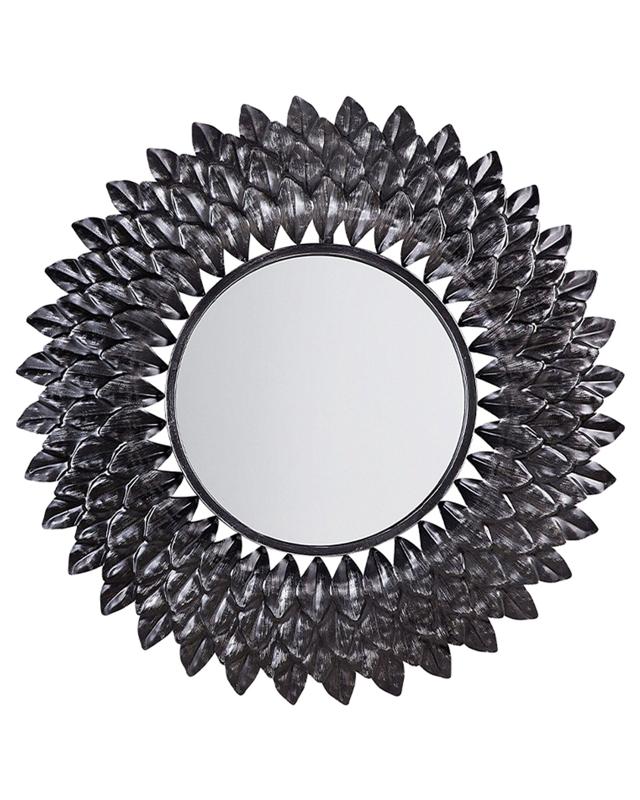 Wall Mounted Hanging Mirror Silver 70 cm Round Sunburst Sun Shape Beliani