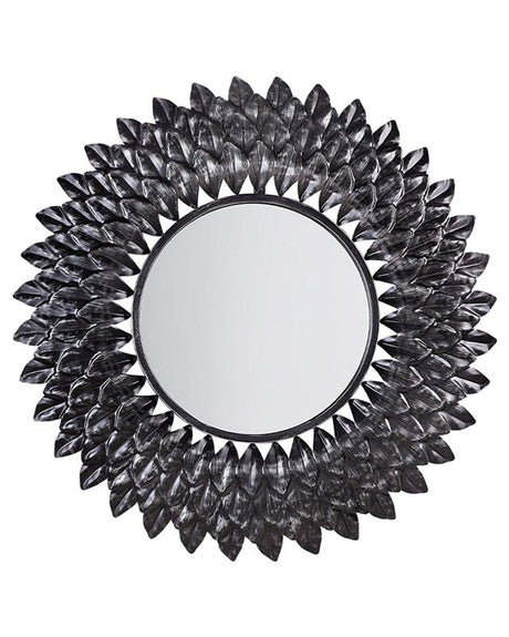 Wall Mounted Hanging Mirror Silver 70 cm Round Sunburst Sun Shape Beliani