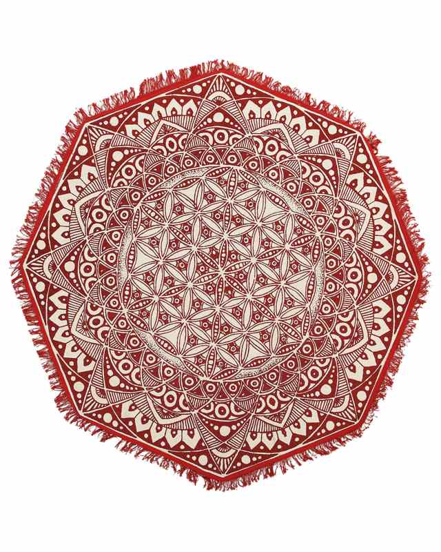 Area Rug Red Cotton Oriental Living Room ø 120 cm MEZITILI Beliani