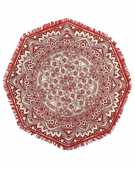 Area Rug Red Cotton Oriental Living Room ø 120 cm MEZITILI Beliani