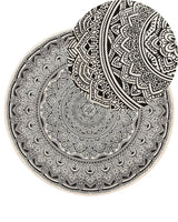 Area Rug Black Cotton Round Oriental Living Room  120 cm Beliani