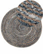 Area Rug Blue Jute Round Boho Living Room ø 120 cm Beliani