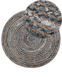 Area Rug Blue Jute Round Boho Living Room  120 cm Beliani