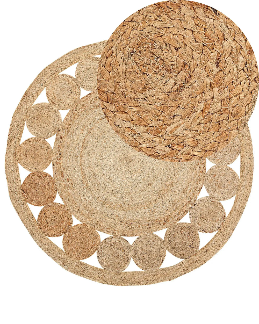 Area Rug Beige Jute Round Country Living Room  120 cm Beliani