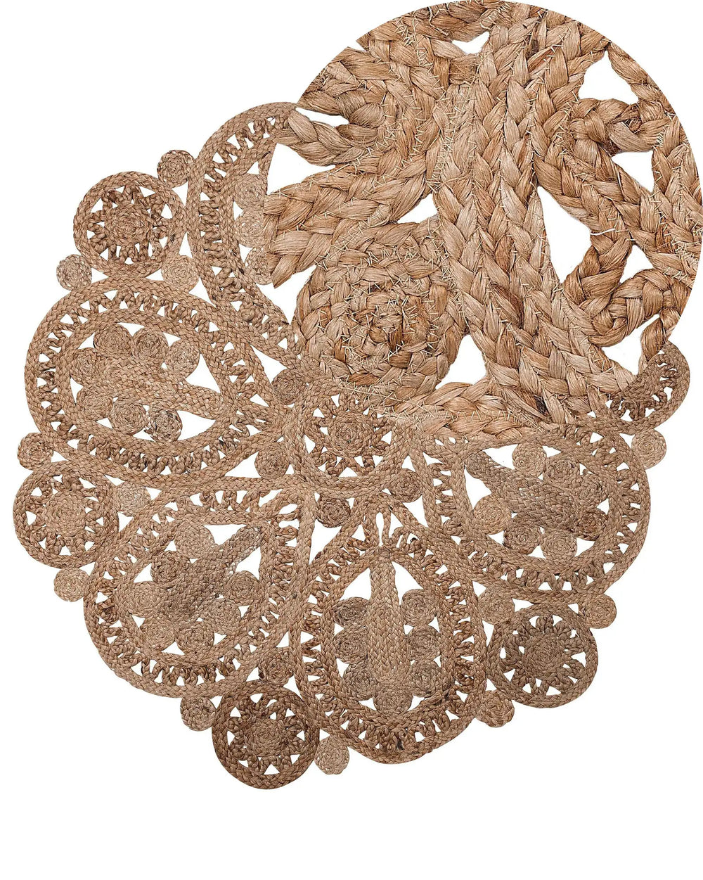 Area Rug Beige Jute Round Rustic Living Room  120 cm Beliani