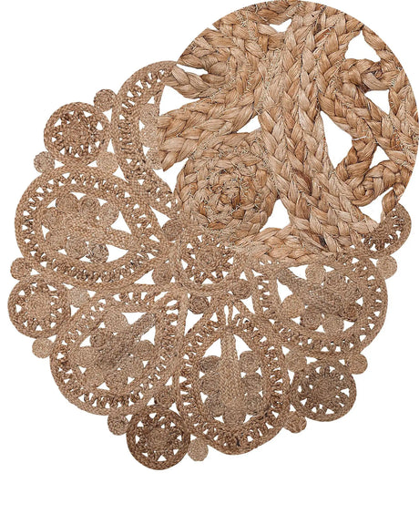 Area Rug Beige Jute Round Rustic Living Room  120 cm Beliani