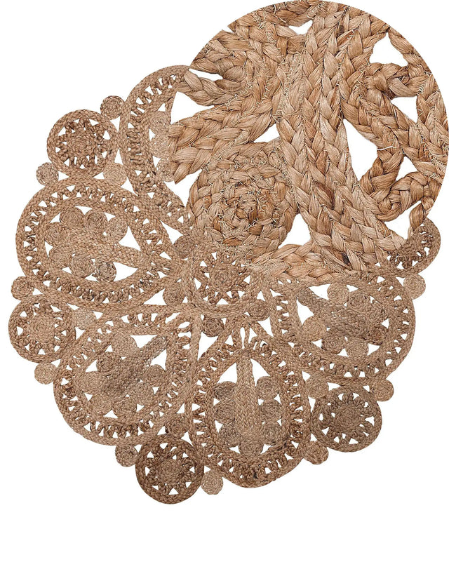 Area Rug Beige Jute Round Rustic Living Room  120 cm Beliani