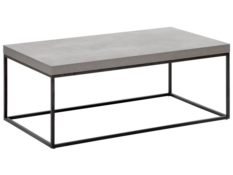 Coffee Table Grey Concrete Effect Black Metal Legs 100 x 60 cm Rectangular Industrial Glam Beliani