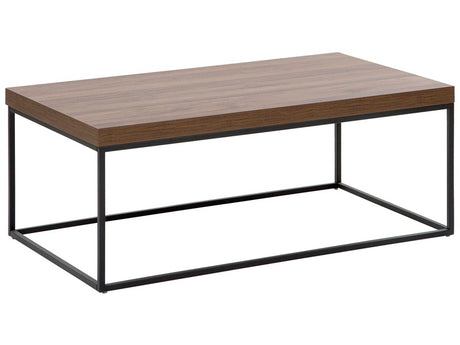 Coffee Table Dark Wood Top Black Metal Legs 100 x 60 cm Rectangular Industrial Glam Beliani