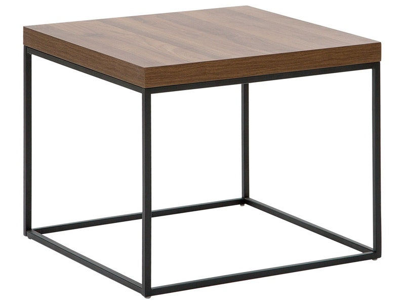 Side Table Dark Wood Top Black Legs 60 x 60 cm Industrial Beliani