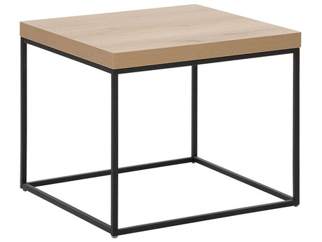 Side Table Light Wood Top Black Legs 60 x 60 cm Industrial Beliani