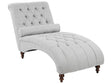 Chaise Lounge Grey Fabric Chesterfield Buttoned Modern Living Room Chaise Wooden Legs Beliani