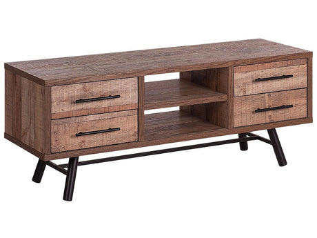 TV Stand Light Wood Up To 57 TV Recommended 2 Shelves 4 Drawers Minimalist Beliani