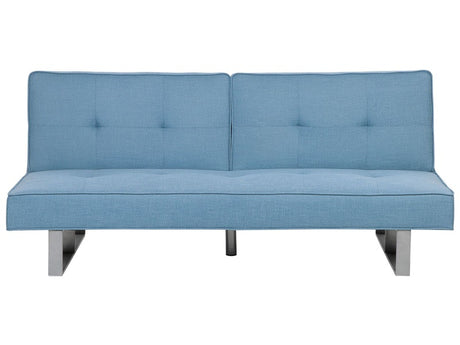 Sofa Bed Blue Fabric Upholstery 3 Seater Reclining Split Backrest Beliani