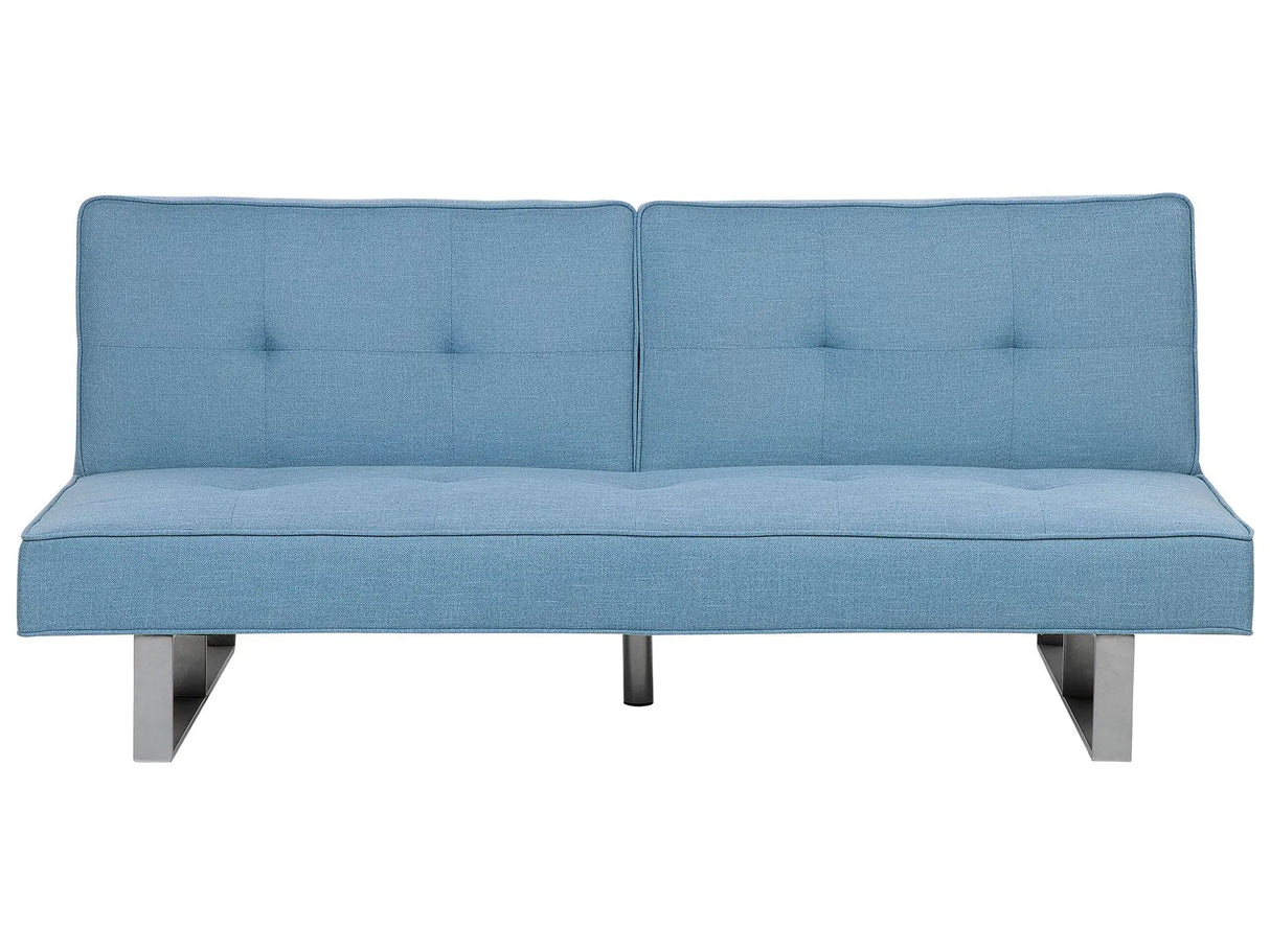 Sofa Bed Blue Fabric Upholstery 3 Seater Reclining Split Backrest Beliani